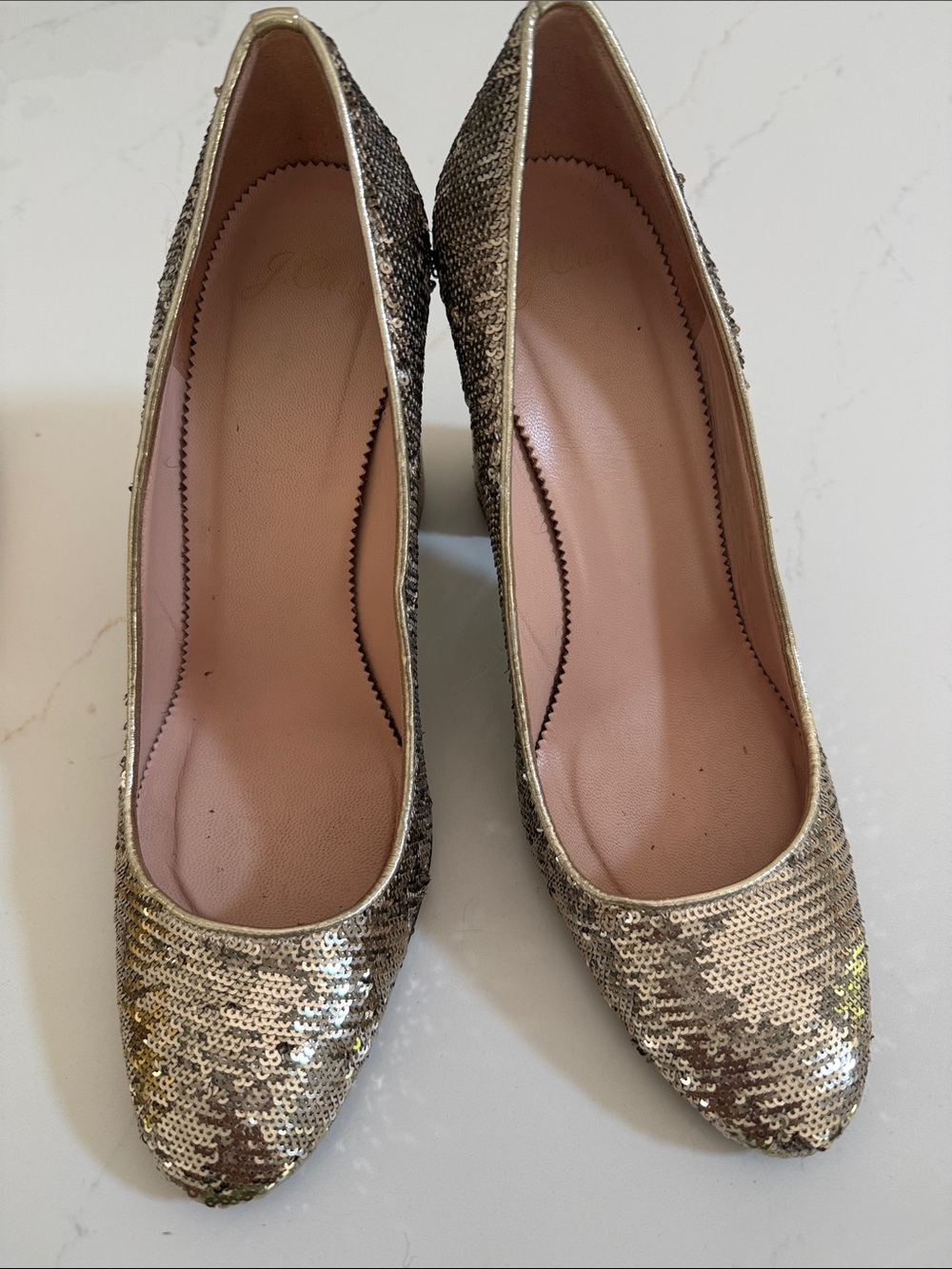 J. Crew Gold Sequin Pump Heels
